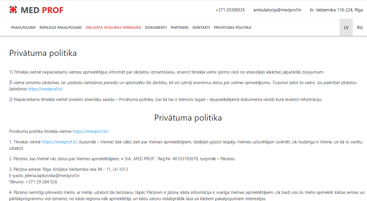 Page de mise en œuvre de la politique de confidentialité détaillant les pratiques de données utilisateurs et les avis sur les cookies.